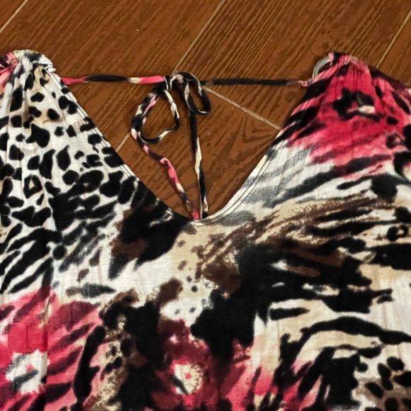 Agaci zebra blouse Cold Shoulder Animal Print size Small silver rings black pink - Picture 5 of 14